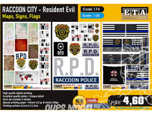 ETA diorama 174 Raccoon City Cartes, panneaux, drapeaux 1/35
