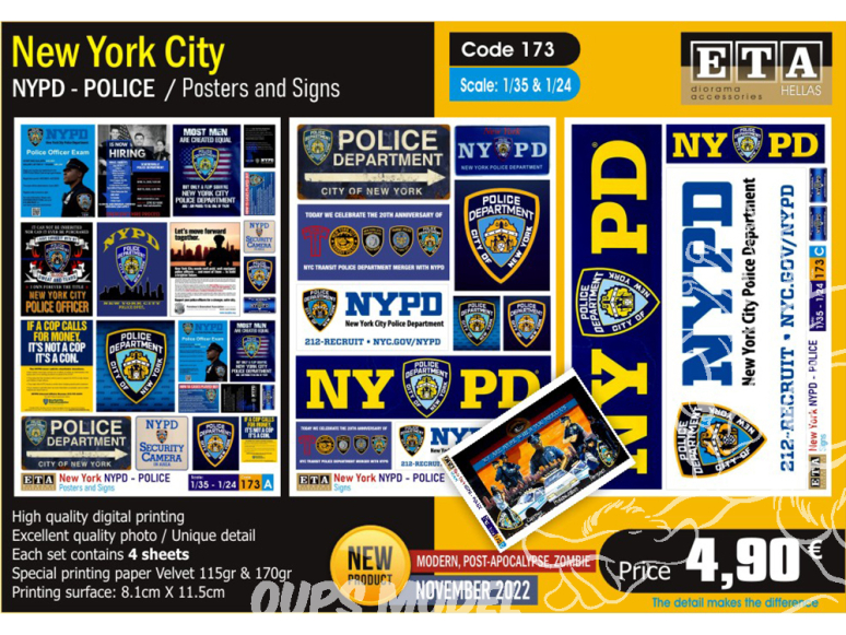 ETA diorama 173 NEW YOPK NYPD POLICE Affiches et enseignes 1/24