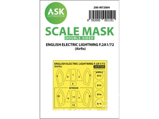 ASK Art Scale Kit Mask M72004 English Electric Lightning F.2A Airfix Recto Verso 1/72