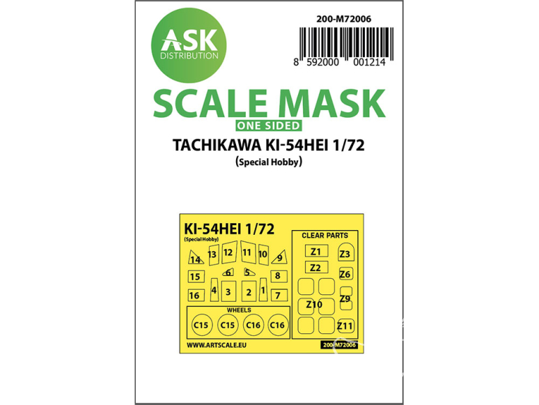 ASK Art Scale Kit Mask M72006 Tachikawa Ki-54HEI Special Hobby Recto 1/72