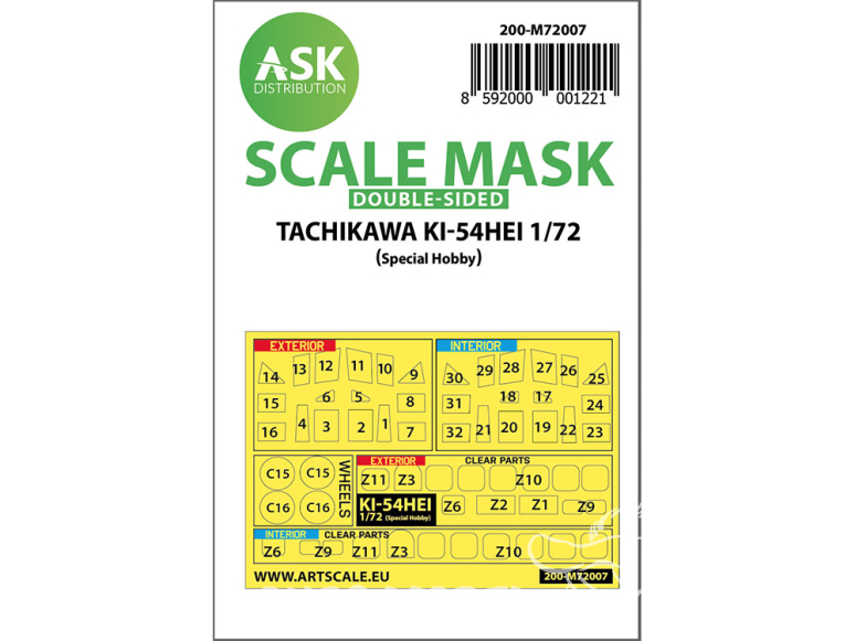 ASK Art Scale Kit Mask M72007 Tachikawa Ki-54HEI Special Hobby Recto Verso 1/72