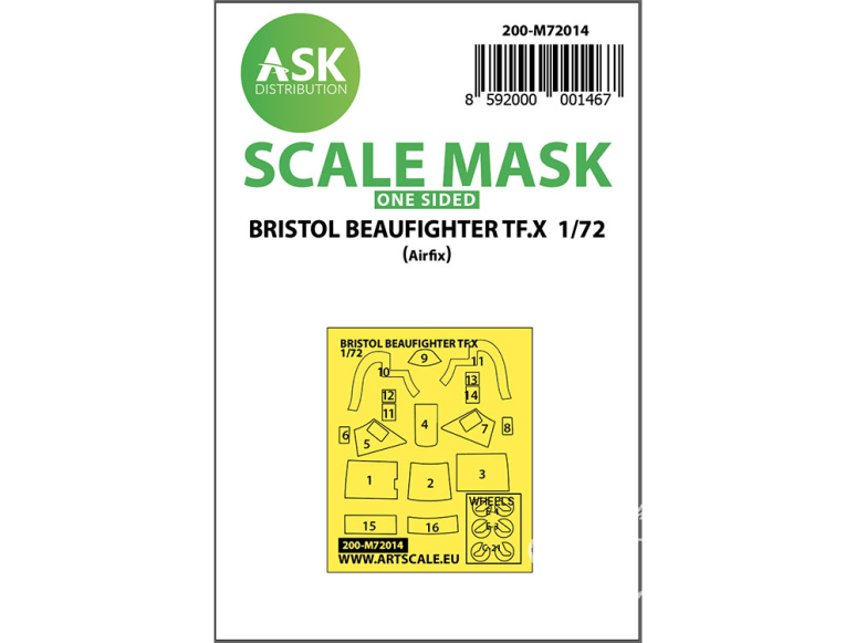 ASK Art Scale Kit Mask M72014 Bristol Beaufighter TF.X Airfix Recto 1/72