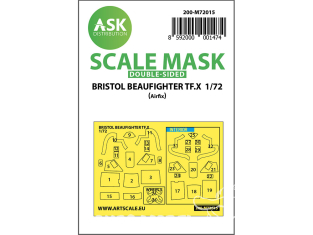ASK Art Scale Kit Mask M72015 Bristol Beaufighter TF.X Airfix Recto Verso 1/72