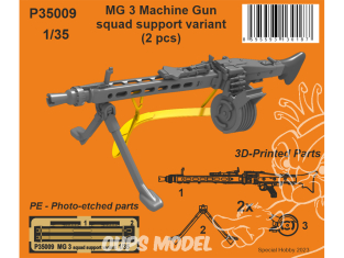 Special Hobby 3D Print militaire P35009 Mitrailleuse MG 3 variante de support d'escouade (2 pièces) 1/35