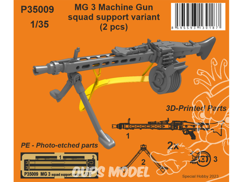 Special Hobby 3D Print militaire P35009 Mitrailleuse MG 3 variante de support d'escouade (2 pièces) 1/35