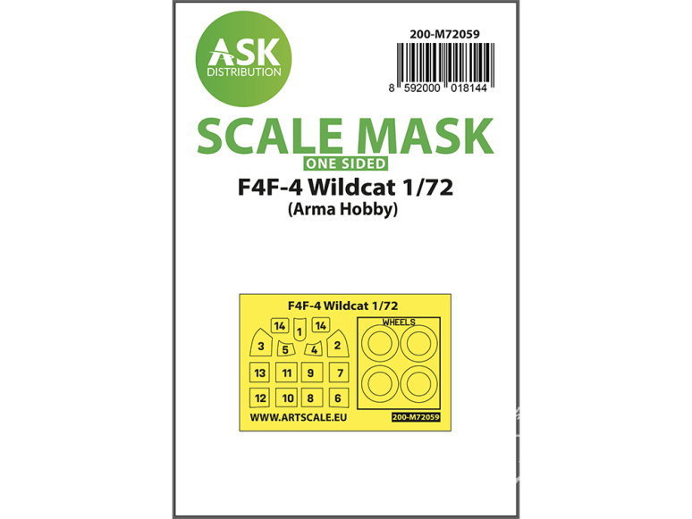 ASK Art Scale Kit Mask M72059 F4F-4 Wildcat Arma Hobby Recto 1/72