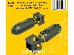 CMK kit resine 4458 Bombe 2000 Lb AN-M66A2 équipée d'un assemblage d'ailettes M116A1 (2 pièces) 1/48