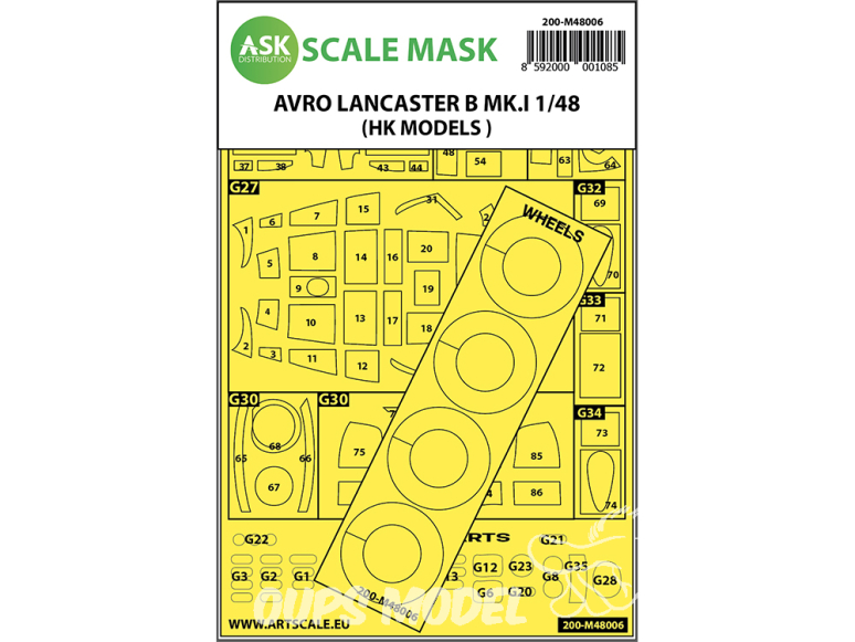 ASK Art Scale Kit Mask M48006 Avro Lancaster B Mk.I Hk Models Recto 1/48