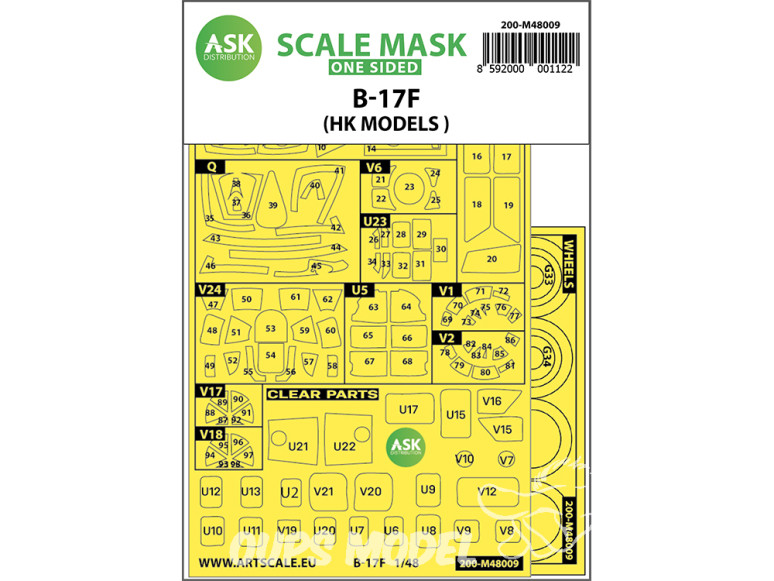 ASK Art Scale Kit Mask M48009 B-17F Hk Models Recto 1/48