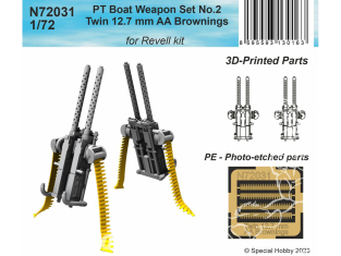 Cmk kit d'amelioration N72031 PT Boat Weapon Set No.2 - Twin 12,7 mm AA Brownings (2 pièces imprimées) kit revell 1/72