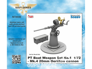 Cmk kit d'amelioration N72030 PT Boat Weapon Set No.1 - Canon Oerlikon Mk.4 20mm pour kit revell 1/72