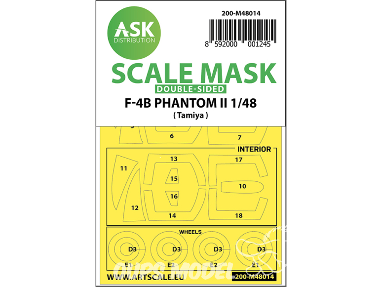 ASK Art Scale Kit Mask M48014 F-4B Phantom II Tamiya Recto Verso 1/48