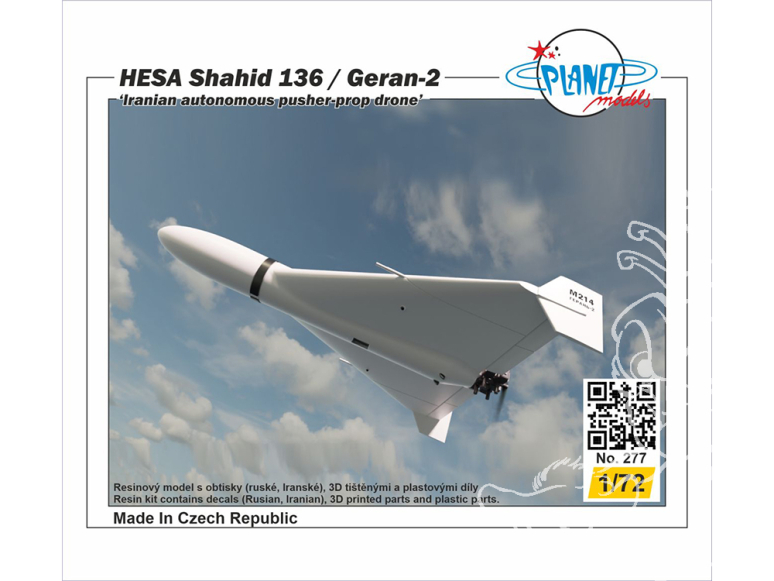 Planet Model PLT277 Drone HESA Shahid 136 Geran-2 full resine kit 1/72