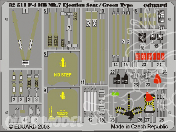 EDUARD photodecoupe avion 32511 Siege ejectable vert F-4 1/32