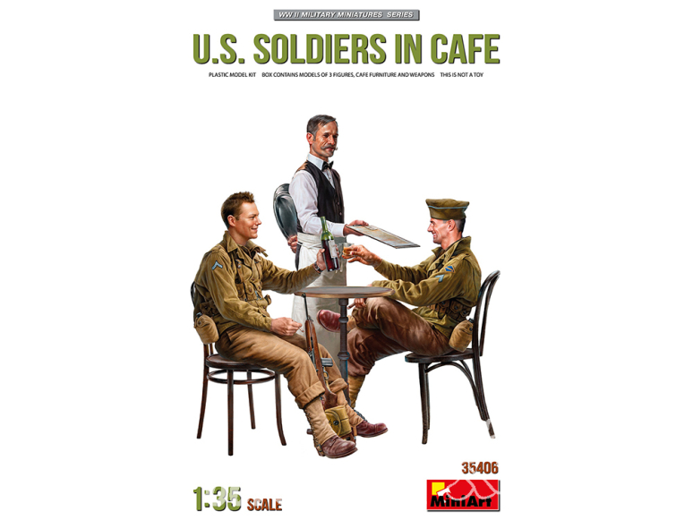 Mini art maquette militaire 35406 SOLDATS AMÉRICAINS AU CAFÉ WWII 1/35