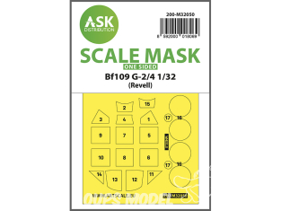 ASK Art Scale Kit Mask M32050 Messerschmitt Bf109 G-2/4 Revell Recto 1/32