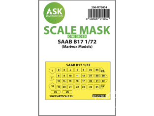 ASK Art Scale Kit Mask M72054 SAAB B17 Marivox Models Recto 1/72