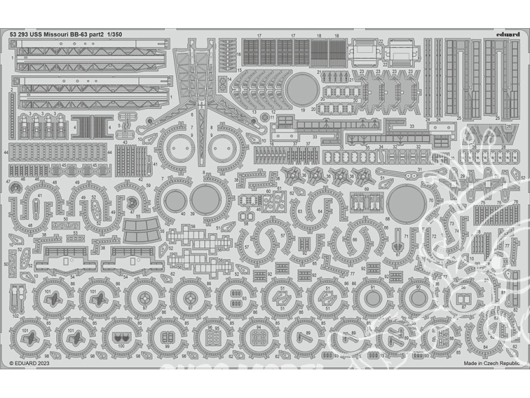 Eduard photodecoupe bateau 53293 Amélioration USS Missouri BB-63 Partie 2 Hobby Boss 1/350