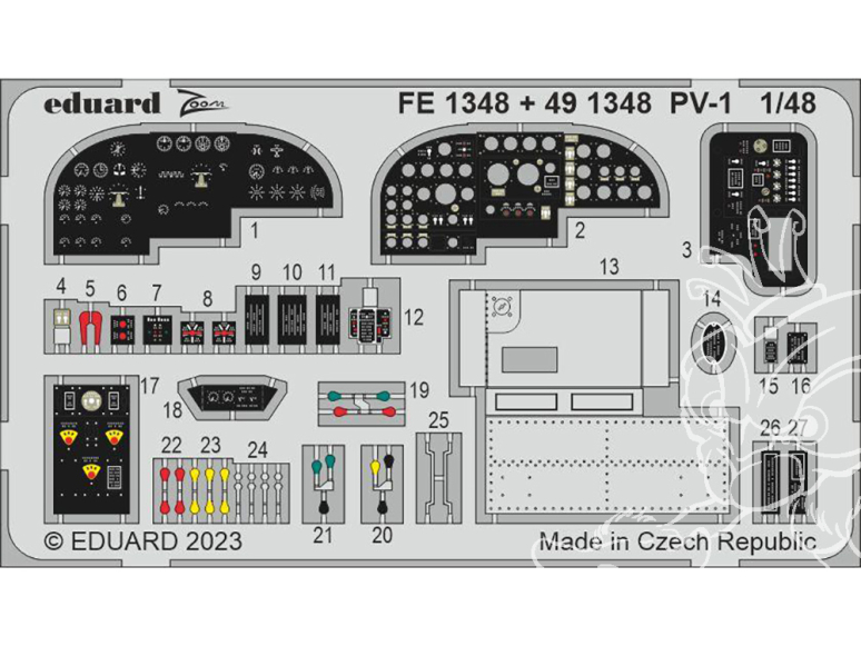 EDUARD photodecoupe avion FE1348 Zoom amélioration PV-1 Academy 1/48