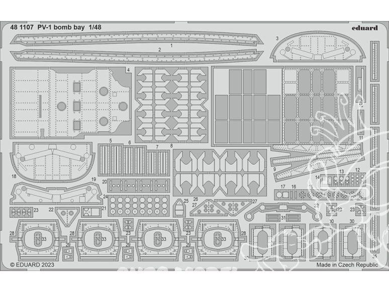 EDUARD photodecoupe avion 481107 Baie de bombe PV-1 Academy 1/48