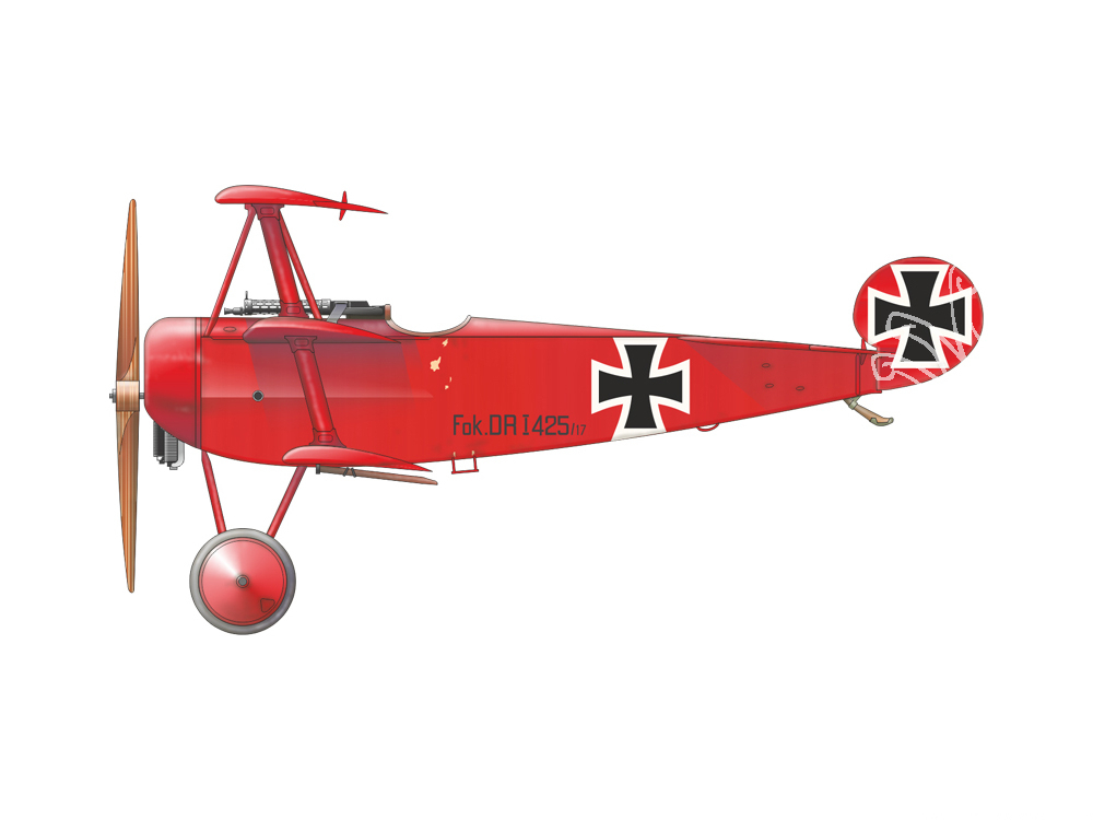 Maquette Bois Métal Avion de Chasse Fokker Dr.I Baron Rouge