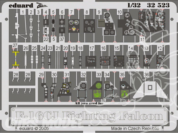 EDUARD photodecoupe avion 32523 Interieur F-16CJ 1/32