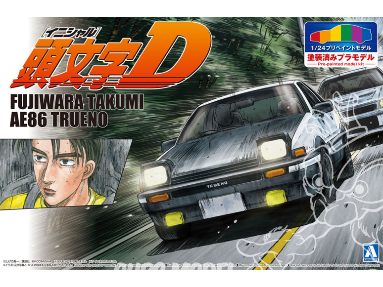 Aoshima maquette voiture 61985 Toyota AE86 Trueno Initial D - Fujiwara Takumi - Pré-peint 1/24