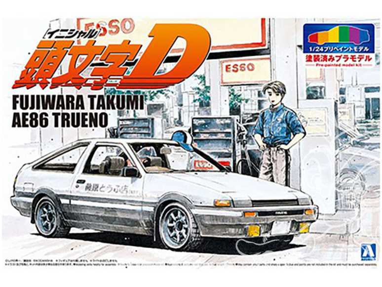 Aoshima maquette voiture 61992 Toyota AE86 Trueno Initial D - Fujiwara Takumi - Pré-peint 1/24