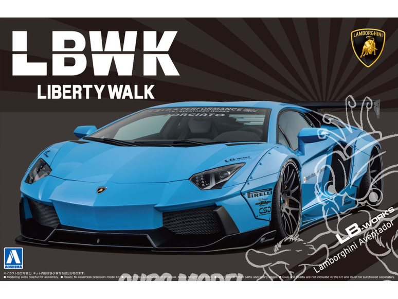 Aoshima maquette voiture 59890 LAMBORGHINI Aventador LBWK Liberty Walk 1/24