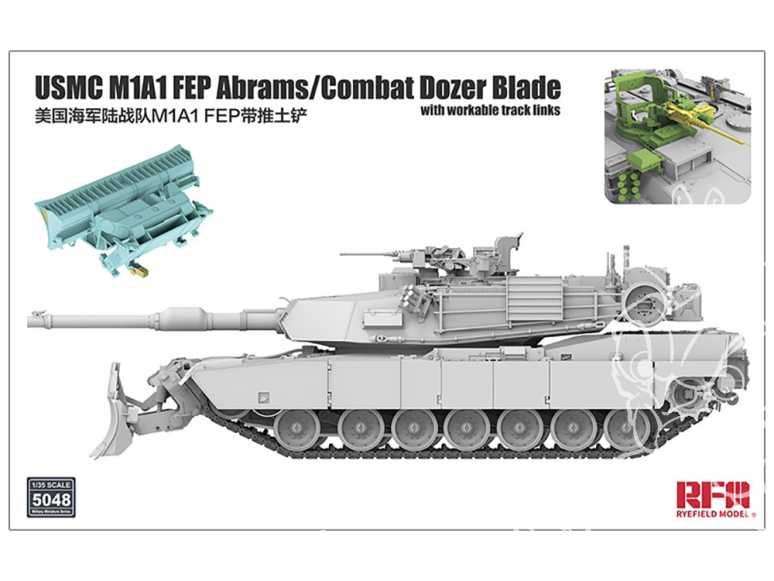 Rye Field Model maquette militaire 5048 USMC M1A1 FEP Abrams / Lame Dozer Combat 1/35