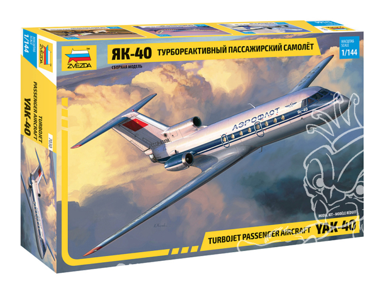 Zvezda maquette avion 7030 Avion de passagers à turboréacteur Yak-40 1/144