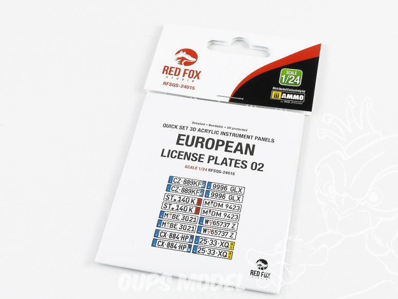 Red Fox Studio Plaque immatriculation voiture 3D RFSQS-24015 Plaques Européennes Vol.02 1/24
