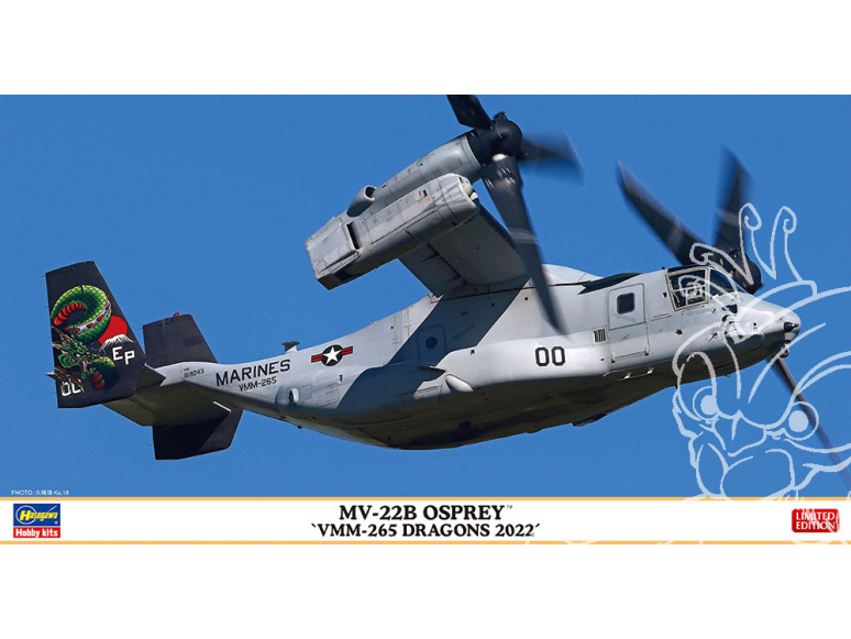 Hasegawa maquette avion 02421 MV-22B Osprey "VMM-265 Dragons 2022" 1/72