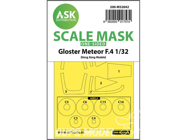 ASK Art Scale Kit Mask M32042 Gloster Meteor F.4 Hk Models Recto 1/32