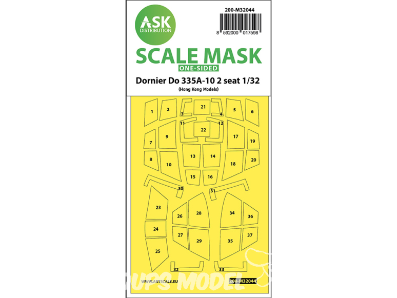 ASK Art Scale Kit Mask M32044 Dornier Do 335A-10 Biplace Hk Models Recto 1/32