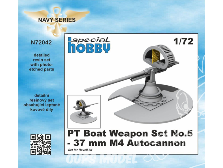 Cmk kit d'amelioration N72042 PT Boat Weapon Set No.5 Canon automatique M4 37 mm pour kit revell 1/72