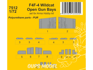 Cmk kit resine 7512 F4F-4 Wildcat baies d'armes à feu pour kits Arma Hobby 1/72