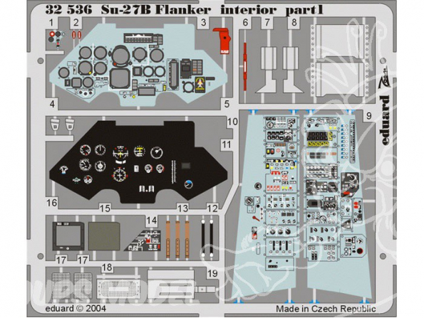 EDUARD photodecoupe avion 32536 Interieur Su-27 Flanker 1/32