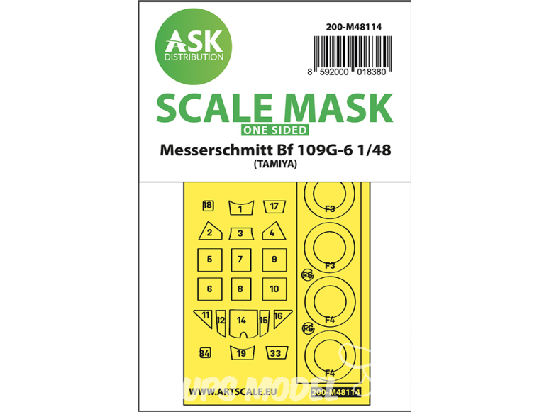 ASK Art Scale Kit Mask M48114 Messerschmitt Bf109 G-6 Tamiya Recto 1/48