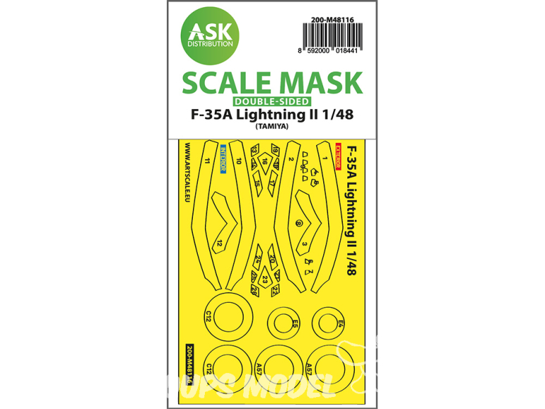 ASK Art Scale Kit Mask M48116 F-35A Lightning II Tamiya Recto Verso 1/48