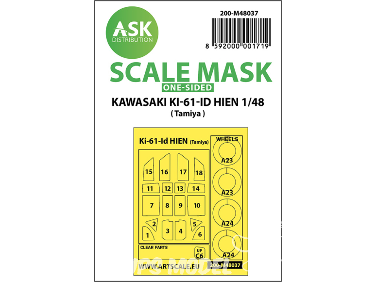 ASK Art Scale Kit Mask M48037 Kawasaki Ki-61-ID Hien Tamiya Recto 1/48