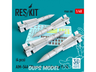 ResKit kit armement Avion RS48-0388 Missiles AGM-88 "Harm" avec LAU-118 et adaptateur pour MiG-29 (2 pièces) 1/48