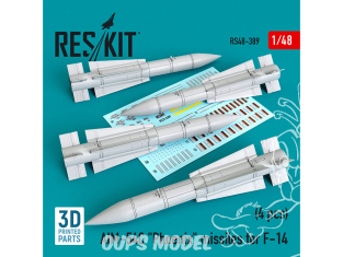 ResKit kit armement Avion RS48-0389 Missiles AIM-54C "Phoenix" pour F-14 (4 pièces) 1/48