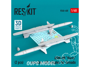 ResKit kit armement Avion RS48-0400 Missiles AGM-88 "Harm" avec adaptateur pour Tornado (2 pièces) 1/48