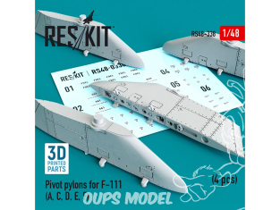 ResKit kit armement Avion RS48-0338 Pylônes pivotants pour F-111 (A, C, D, E, F) (4 pièces) 1/48