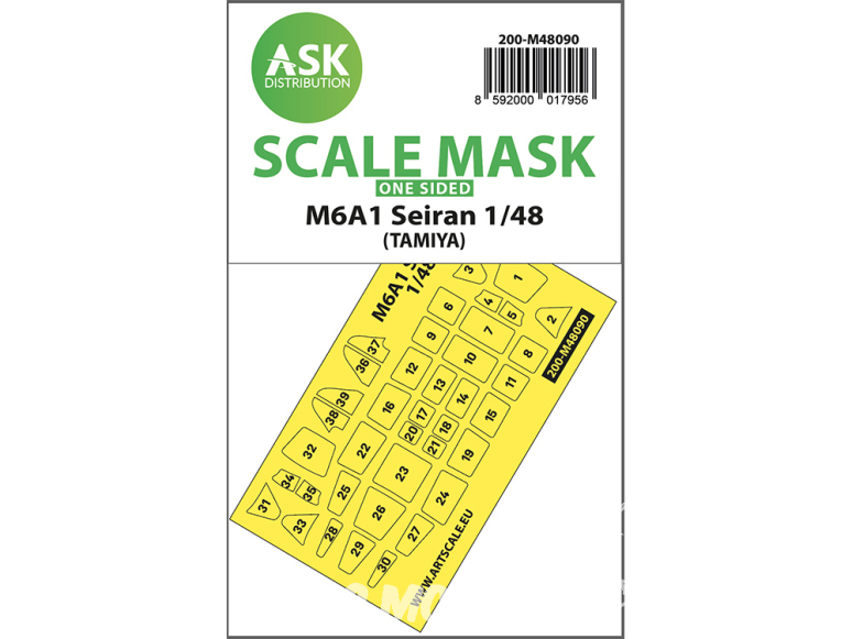 ASK Art Scale Kit Mask M48090 M6A1 Seiran Tamiya Recto 1/48