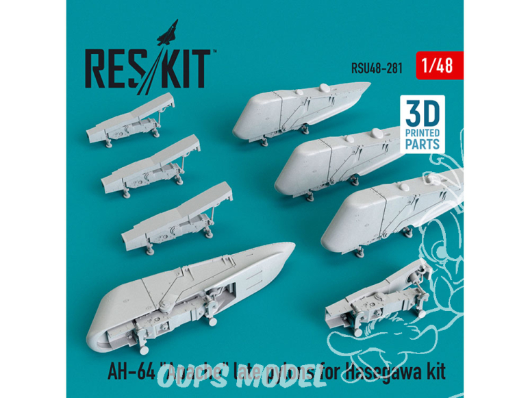 ResKit kit d'amelioration Hélico RSU48-0281 Pylônes tardifs AH-64 "Apache" pour kit Hasegawa (Impression 3D) 1/48