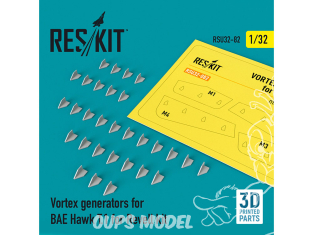 ResKit kit d'amelioration Avion RSU32-0082 Générateurs de vortex pour BAE Hawk T.1 pour kit Revell (impression 3D) 1/32