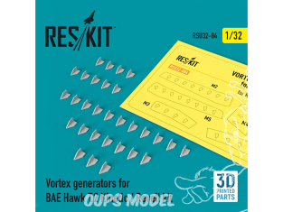 ResKit kit d'amelioration Avion RSU32-0084 Générateurs de vortex pour kit BAE Hawk T.2 Kinetic / Revell (Impression 3D) 1/32
