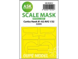 ASK Art Scale Kit Mask M32012 Baies de roues Curtiss Hawk 81-A2 AVG Great Wall Hobby 1/32